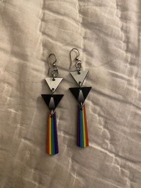 Geometric Rainbow Dangle Earrings